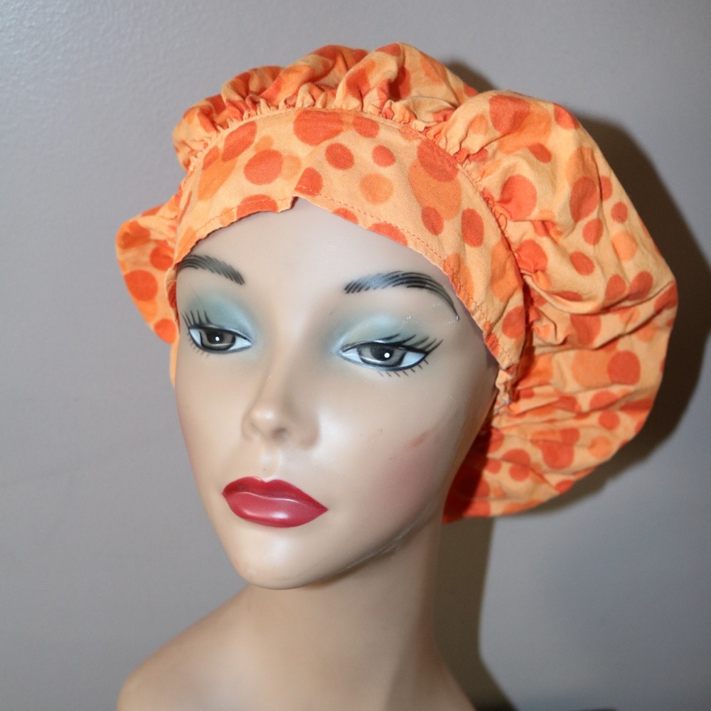 Orange polk-a-dot scrub hat